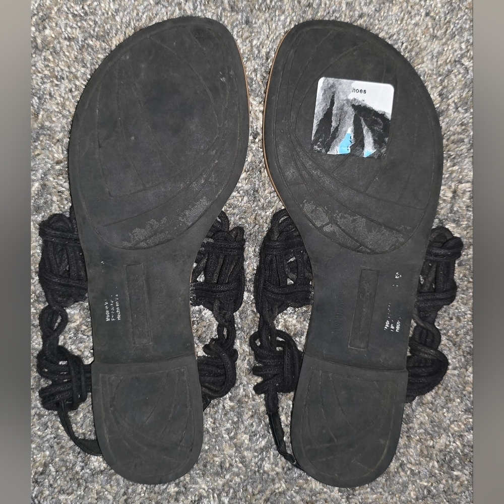 American Eagle Womens Black Woven Braided Sling Back Thong Flats Sandals Size 7 - Picture 6 of 6